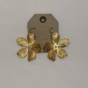Anthropologie Gold Floral Earrings